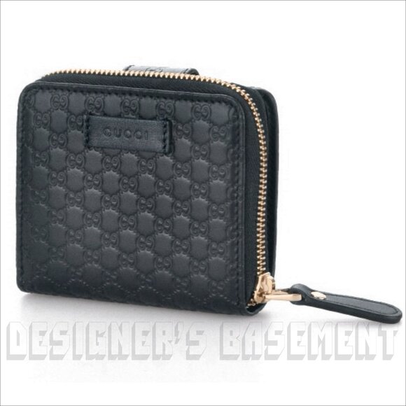 GUCCI black GG leather MICRO GUCCISSIMA French Zip Around pouch Wallet in Box 🎁 - Picture 6 of 7